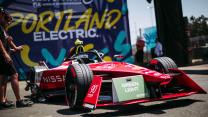 Formula E car in pit stop